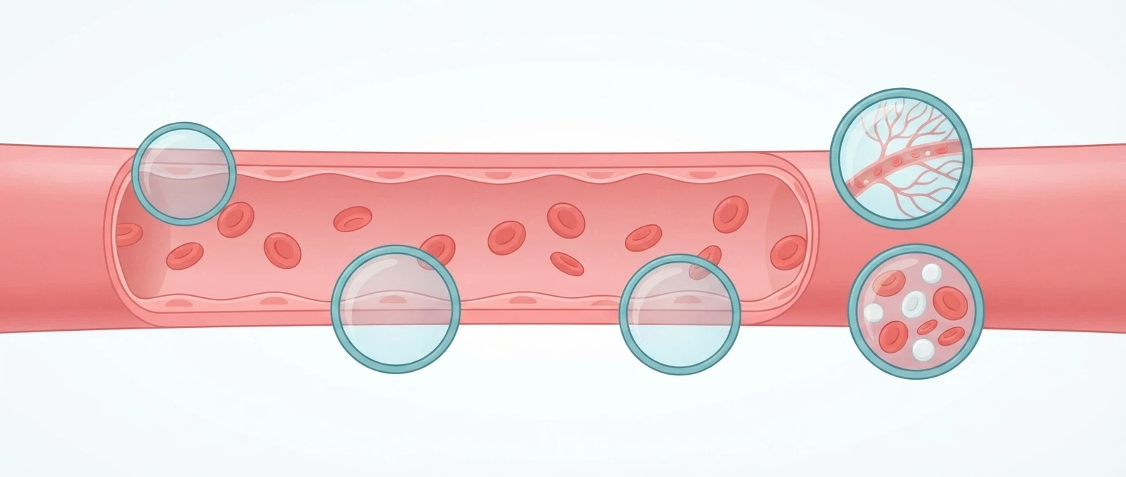 Educational illustration of healthy circulation through open blood vessels
